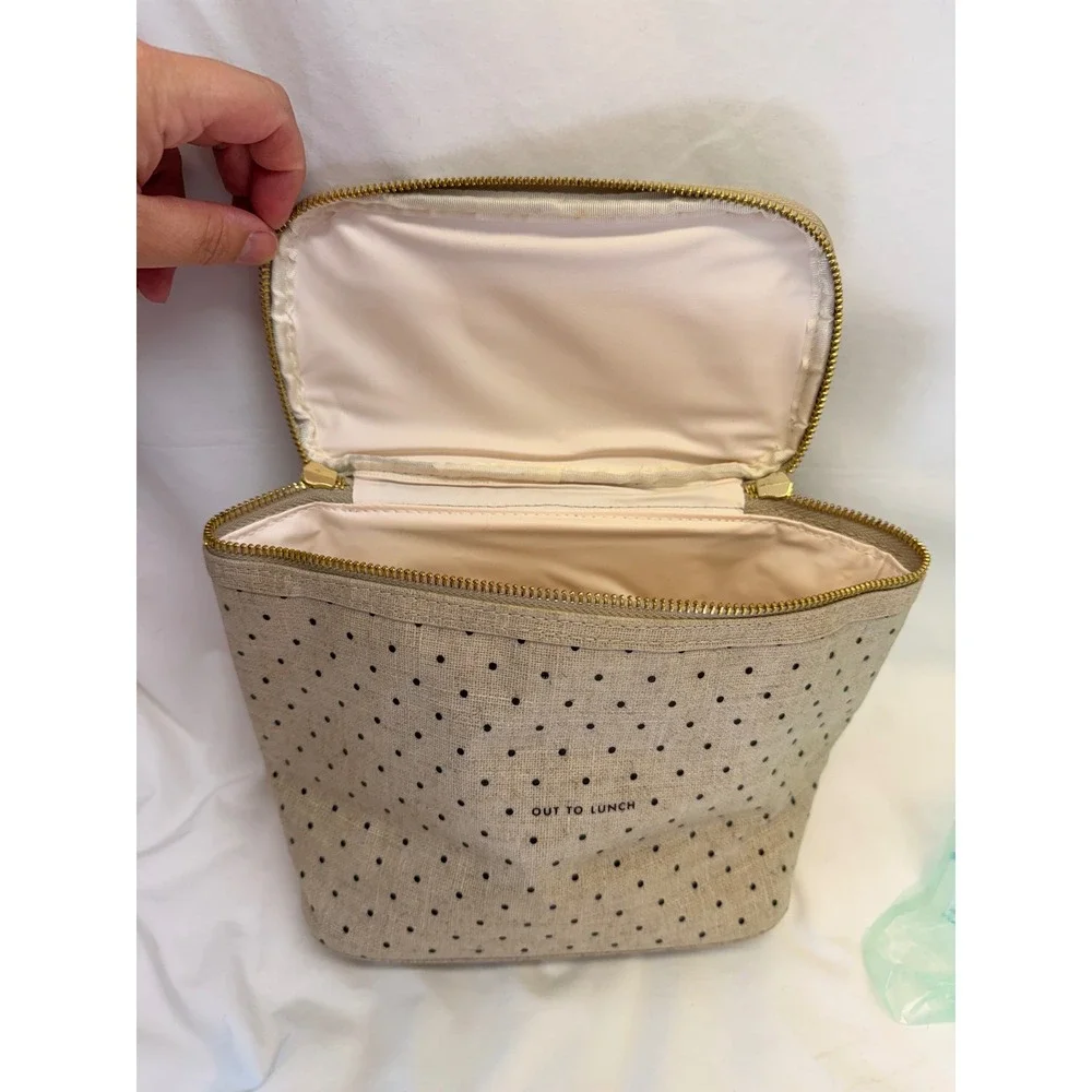 Kate Spade New York Out to Lunch Insulated Tote Bag Polka Dot Beige Black